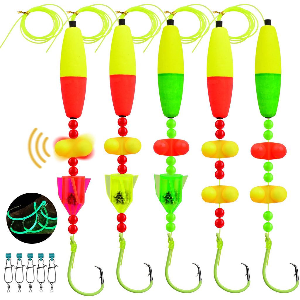 Nova Catfish Float Rigs – Pre-Tied Rattle Rigs with 6/0-10/0 Circle Hooks (5-Pack)