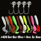 Nova Soft Fishing Lure Kit, Silicone Bait Worms with Crank Jig Head Hooks, Realistic Artificial Lures for Freshwater & Saltwater Fishing Nova Fishing & Outdoors