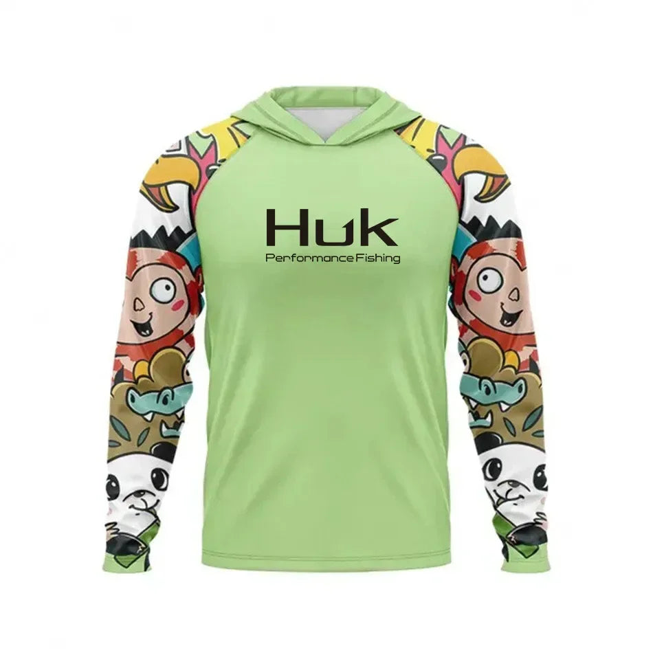Nova Men's Performance Fishing Shirt - Animated Print Anti-UV Sunscreen Hoodie - Lightweight Quick-Dry Outdoor Apparel 01 Nova Fishing & Outdoors