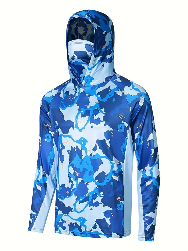 Nova Men's Sun Protection Fishing Hoodie - Breathable Outdoor Summer Performance Shirt with Integrated Face Mask MZ-23 Nova Fishing & Outdoors