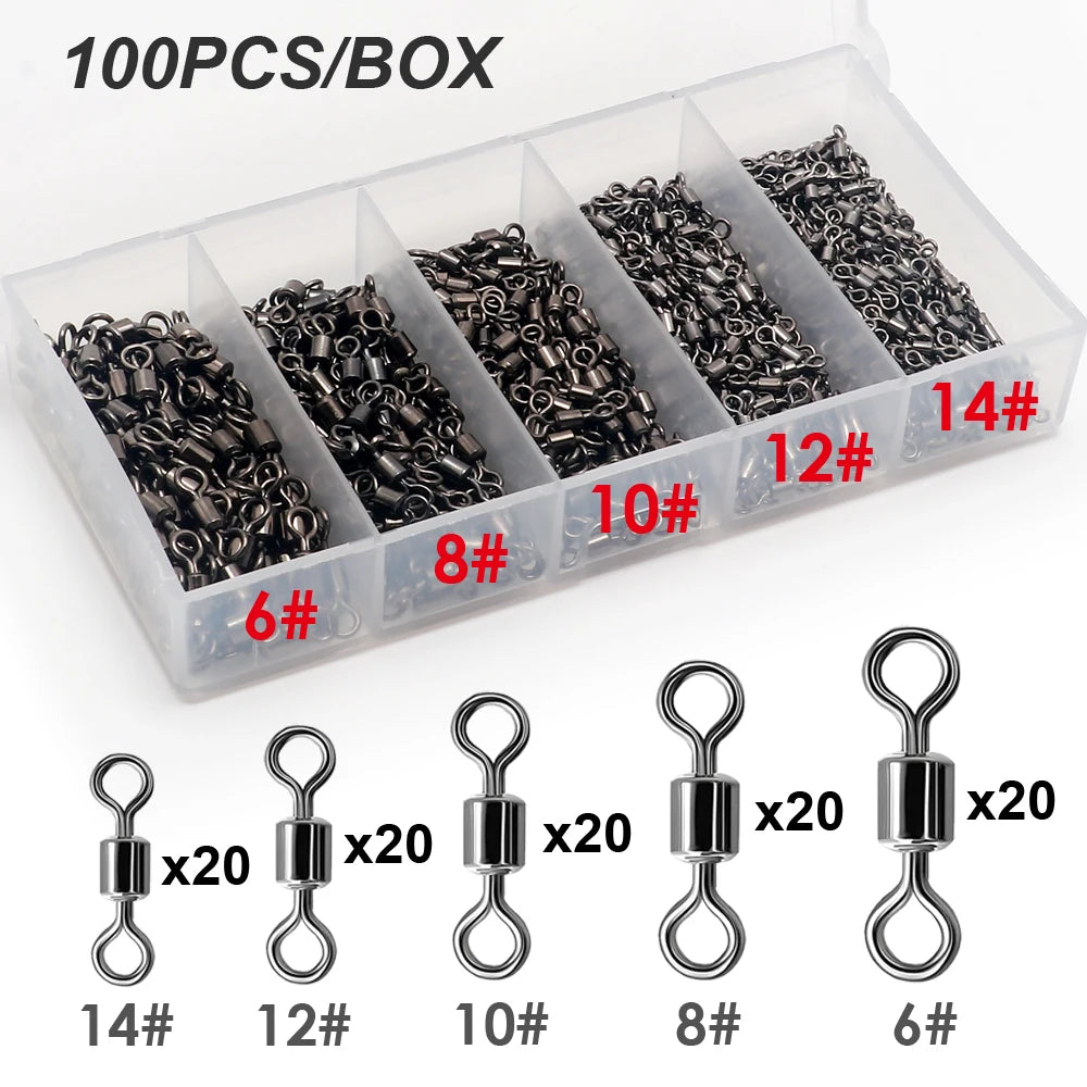 Nova Bearing Swivels – Bulk Stainless Steel Rolling Connectors, Saltwater (100pc)