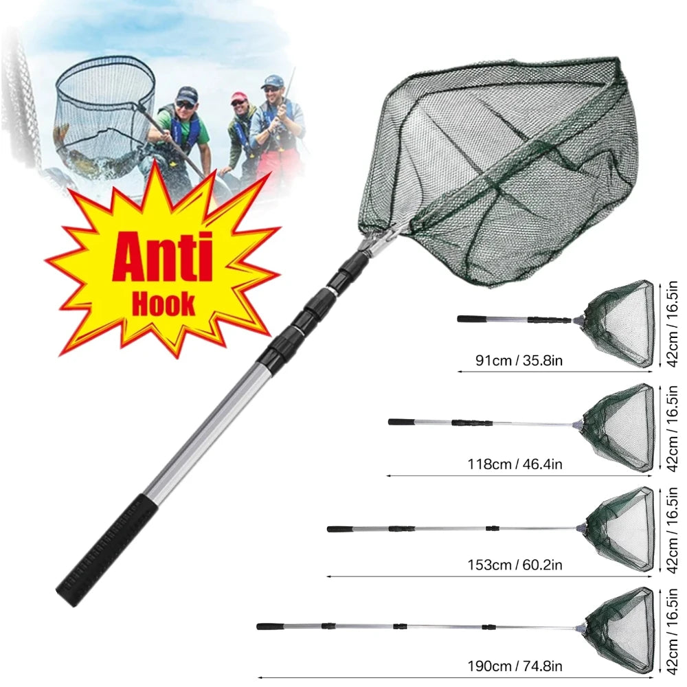 Nova Fishing Landing Net - Aluminum Alloy Telescoping Folding Mesh Net - Safe Fish Catching & Releasing