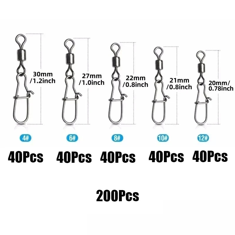 Nova Duo-Lock Snap Swivels – Rolling Bearing Connectors, Sizes 4-12# (50-200pc)