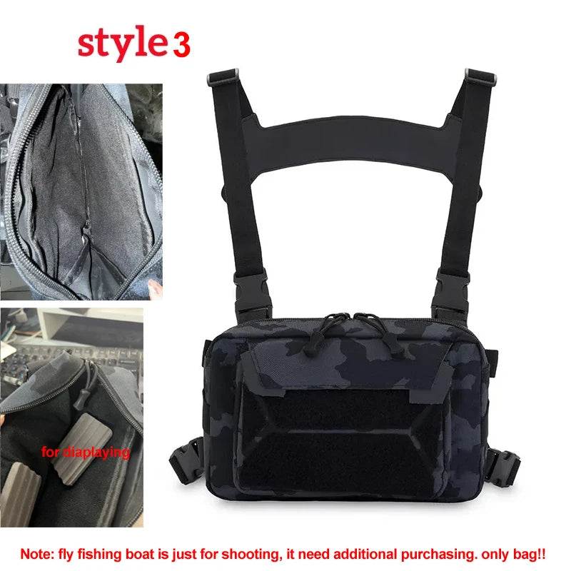 Nova Tactical Outdoor Chest Pack Wearable Fishing Rig and Utility Vest Style 3 Black Nova Fishing & Outdoors