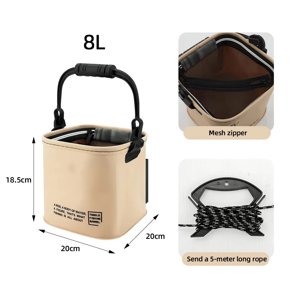 Nova Pro-Foldable EVA Fishing Bucket – Compact, Leak-Proof, & Multi-Purpose 8L China Mainland Nova Fishing & Outdoors