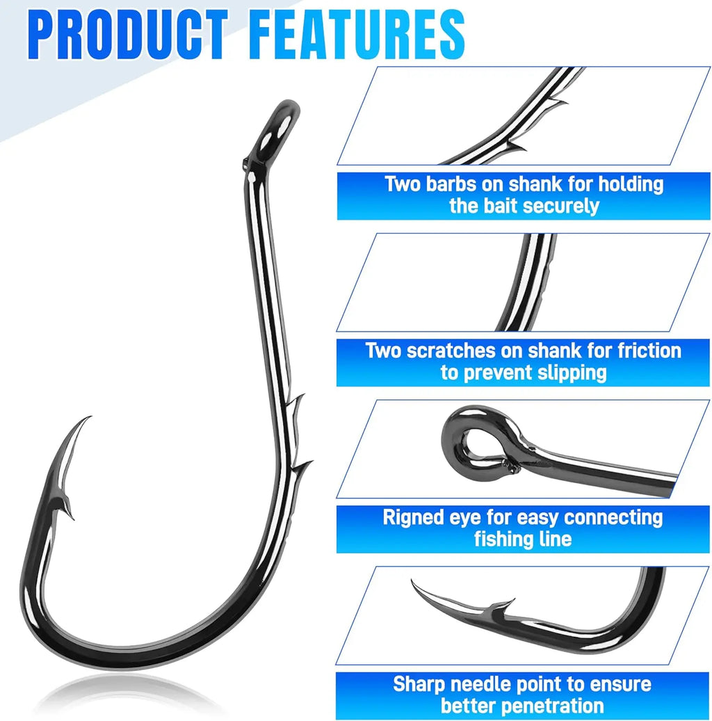 Nova Octopus Baitholder Hooks – 2X Sharp Barbed Beak Hooks, Closed Eye Saltwater (50pc)