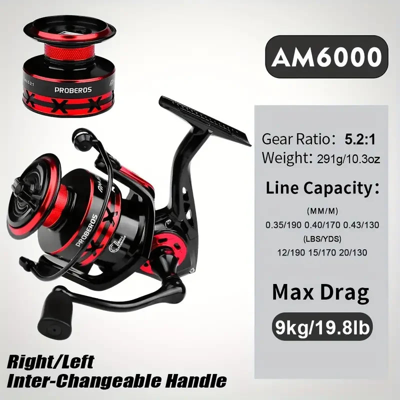 5.2:1 Spinning Reel – 1000-6000 Size with 9kg Max Drag 6000 Series Nova Fishing & Outdoors