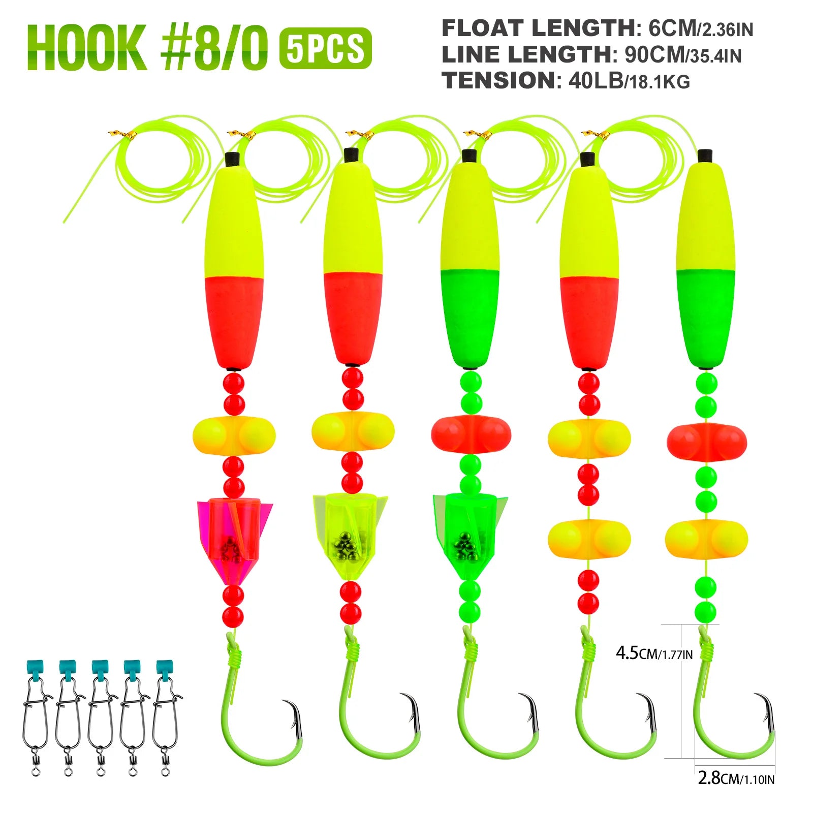 Nova Catfish Float Rigs – Pre-Tied Rattle Rigs with 6/0-10/0 Circle Hooks (5-Pack) Style 2 Nova Fishing & Outdoors