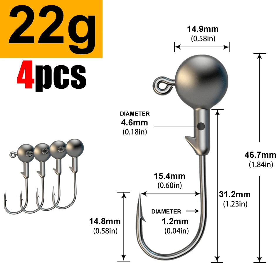 Jig Head Hook Assortment – 1g to 28g Weights for Soft Plastics 22g Nova Fishing & Outdoors