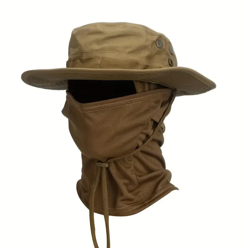 Nova Camouflage Boonie Hat with Balaclava Suit Foldable Wide Brim Fishing Cap Brown Brown Nova Fishing & Outdoors