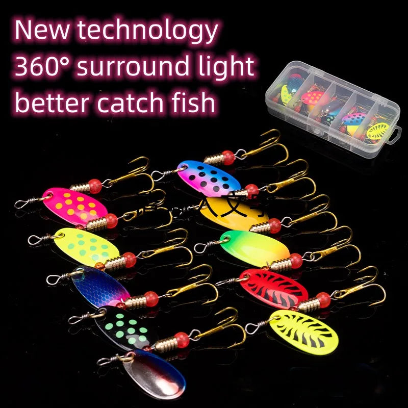 Nova Metal Spoon Spinner Fishing Lure Set - 16pcs Inline Waterdrop Crankbaits with Treble Hooks and Storage Case, Multi-Color