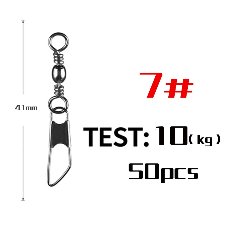 Snap Swivel Connectors – 50-Piece Stainless Steel Saltwater Fishing Terminal Tackle Size 7 Nova Fishing & Outdoors