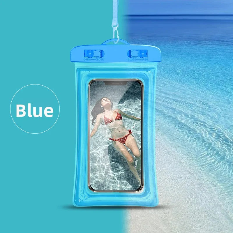 Floating Waterproof Phone Pouch with Touchscreen & Airbag Blue Nova Fishing & Outdoors