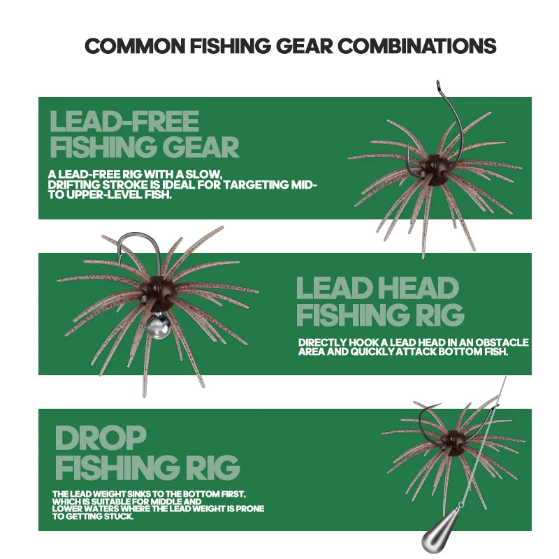 Nova Floating Sea Urchin Soft Lure Set - 2Pcs Radical Spined Finesse Lures - Tear-Resistant TPE Bionic Bait