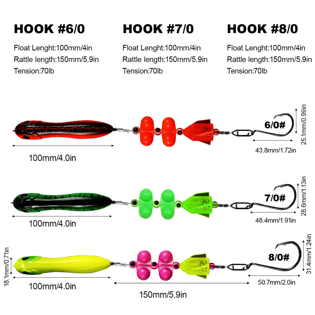 Nova Catfish Rigs – Pre-Tied Circle Hook Rigs with Float & Rattle Bead, 6/0-8/0