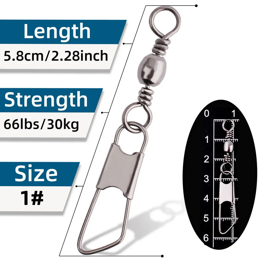 50-Piece Brass Barrel Fishing Swivels – Stainless Steel Ring Connectors Nova Fishing & Outdoors