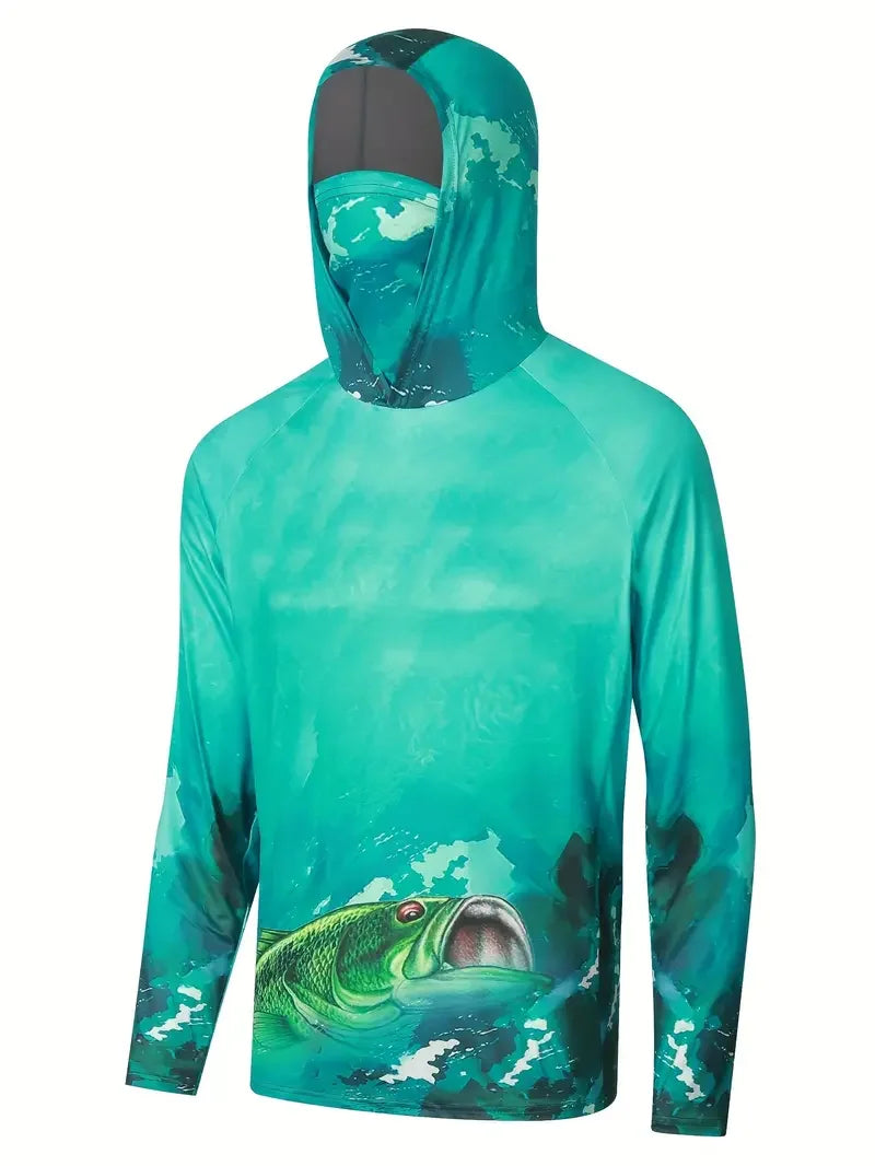 Nova Men's Sun Protection Fishing Hoodie - Breathable Outdoor Summer Performance Shirt with Integrated Face Mask MZ-21 Nova Fishing & Outdoors