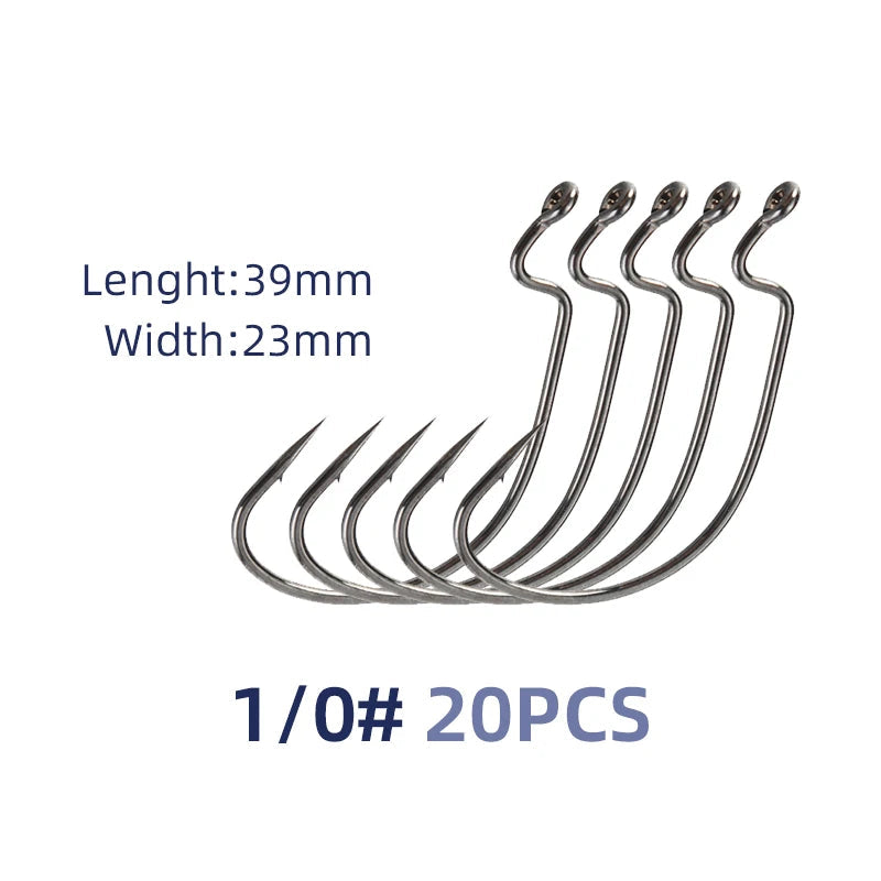 Nova Wide Gap Worm Hooks – Offset EWG Hooks for Bass & Soft Plastics, Carbon Steel (20-Pack) 1-0 20pcs Nova Fishing & Outdoors