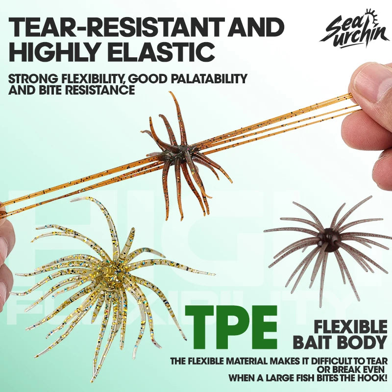 Nova Floating Sea Urchin Soft Lure Set - 2Pcs Radical Spined Finesse Lures - Tear-Resistant TPE Bionic Bait