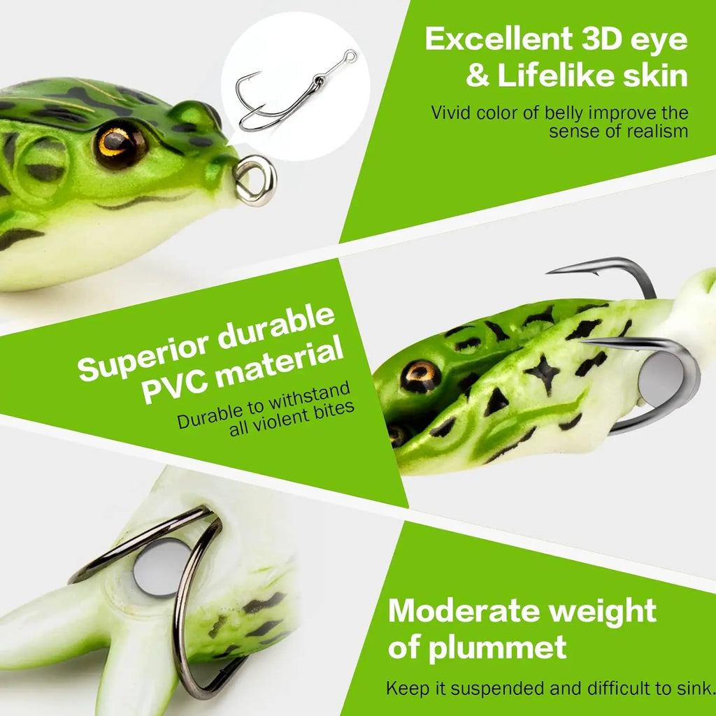 5-15 Piece Realistic Topwater Prop-Frog Lures Kit with Weedless Hooks 5-15 Pieces Nova Fishing & Outdoors