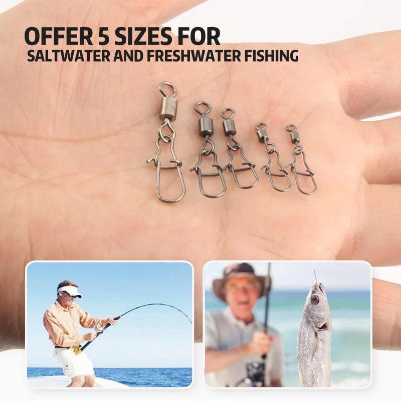 Stainless Steel Snap Connector Pins - 50pc Assorted Sizes 4#-12# for Soft Plastics Nova Fishing & Outdoors