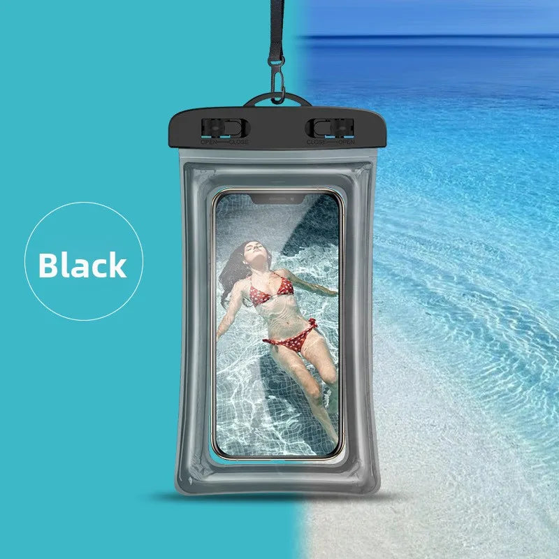 Floating Waterproof Phone Pouch with Touchscreen & Airbag black Nova Fishing & Outdoors