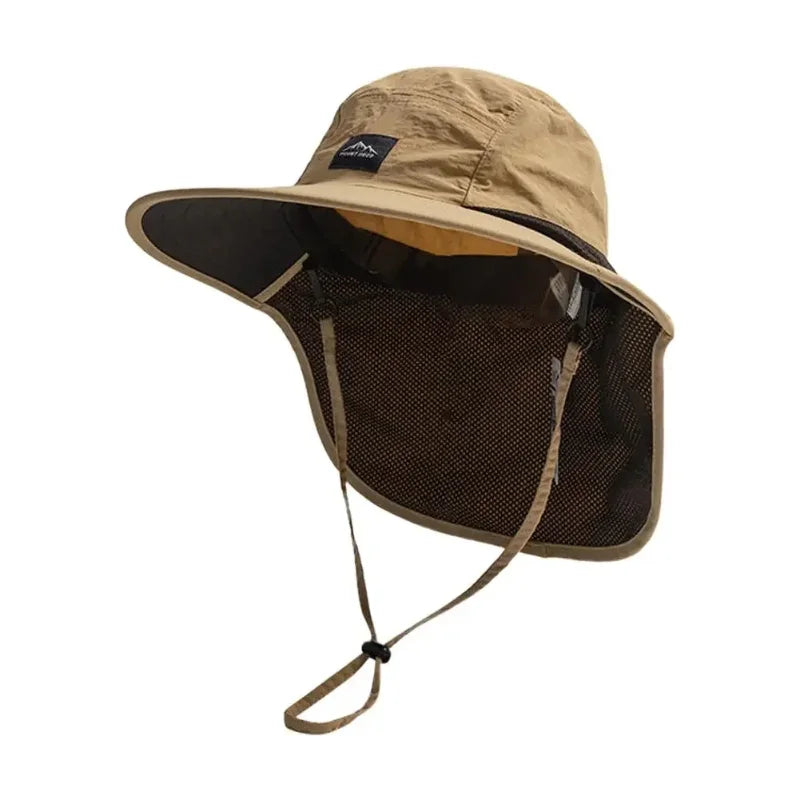 Windproof Fishing Hat with Neck Flap UV Protection Khaki Nova Fishing & Outdoors