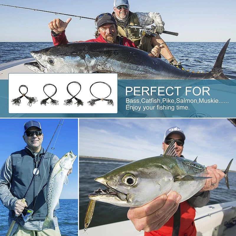Nova Anti-Bite Steel Wire Leaders (10-100 Pack) – With Swivels & Snaps Nova Fishing & Outdoors