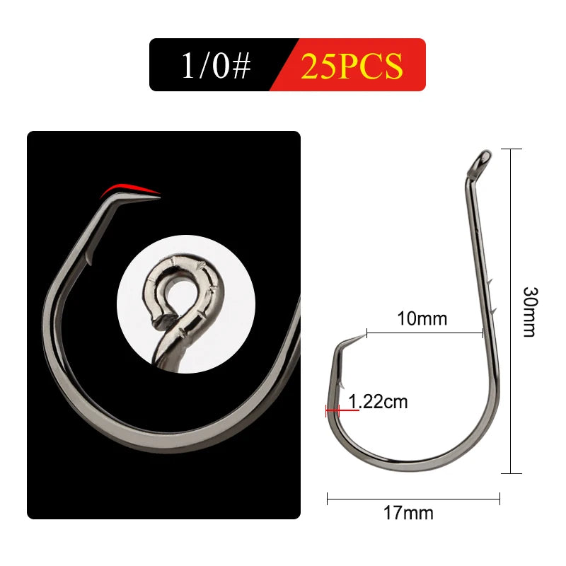 Nova Octopus Circle Hooks – Chemically Sharpened Carbon Steel Bait Hooks (50pc / 25pc) Barbed Hook-1-0 Nova Fishing & Outdoors