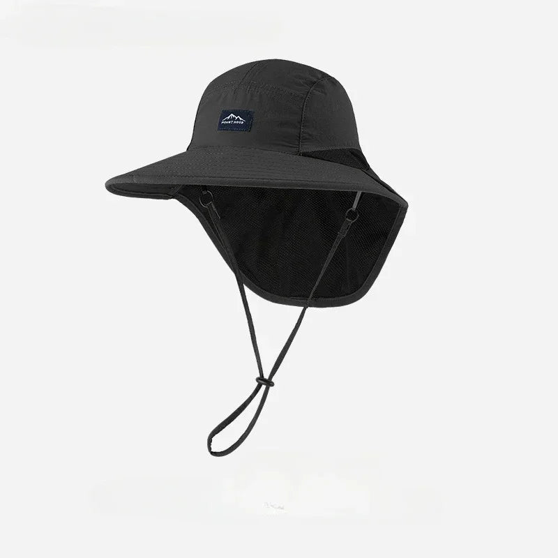 Wide Brim Fishing Hat with Neck Flap – Quick-Dry Bucket Hat Black Nova Fishing & Outdoors