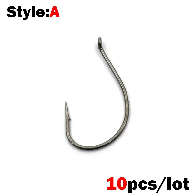 Nova Drop Shot Hooks – Stainless Steel Offset Wacky Hooks for Finesse Bass (10-Pack) Style-A Nova Fishing & Outdoors