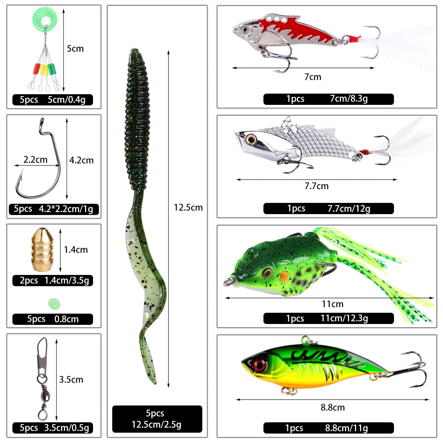Nova Freshwater Fishing Starter Pack - Soft Plastics, Jigheads, and Rigging Hardware Box Combo Lure set 7 Nova Fishing & Outdoors
