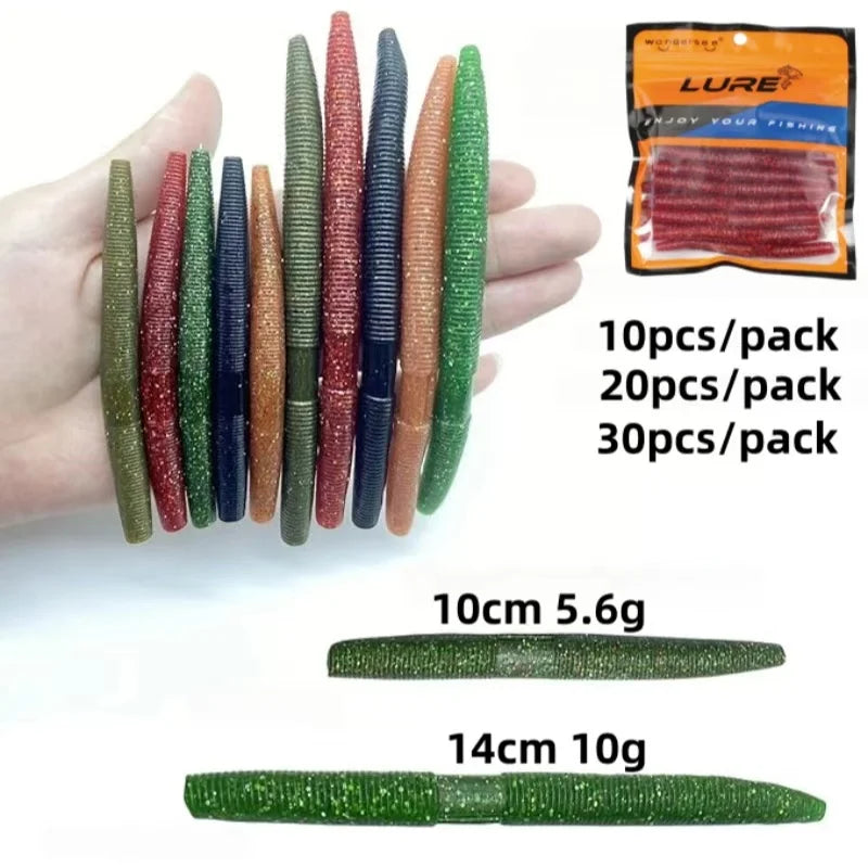 Nova Senko Worm Soft Bait 10cm 14cm Salt Scent Infused Realistic Noodle Lure - 20pcs