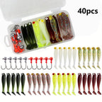 Nova 40pcs Soft Lure Kit 5cm 3.5g Jig Head Hook with Fishing Tackle Box