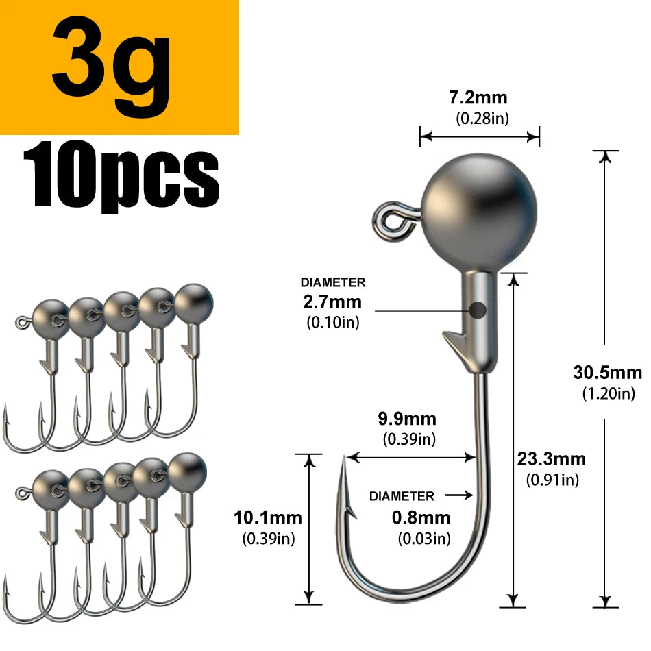Jig Head Hook Assortment – 1g to 28g Weights for Soft Plastics 3g Nova Fishing & Outdoors