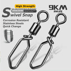 Nova Rolling Barrel Swivels with Snap – Quick-Lock Lure Connectors, 7 Sizes (25-100pc)