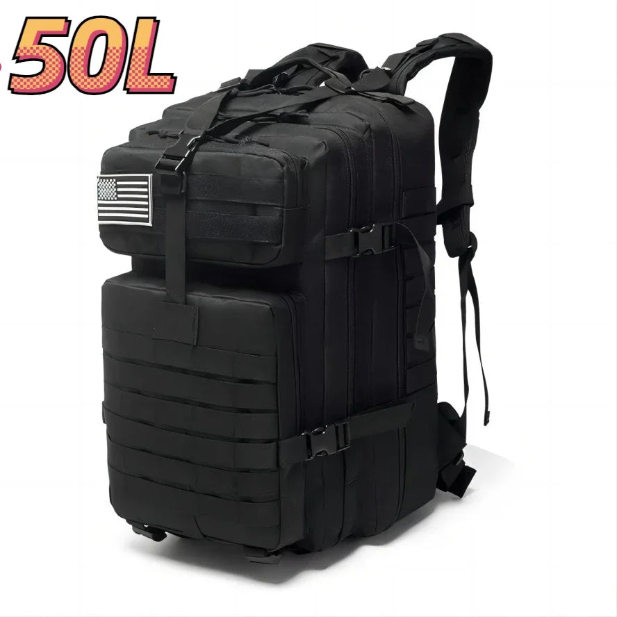 Nova Military Tactical Backpack Large Molle Outdoor Rucksack Waterproof Camping Hiking Fishing Bag Black (50L) Nova Fishing & Outdoors