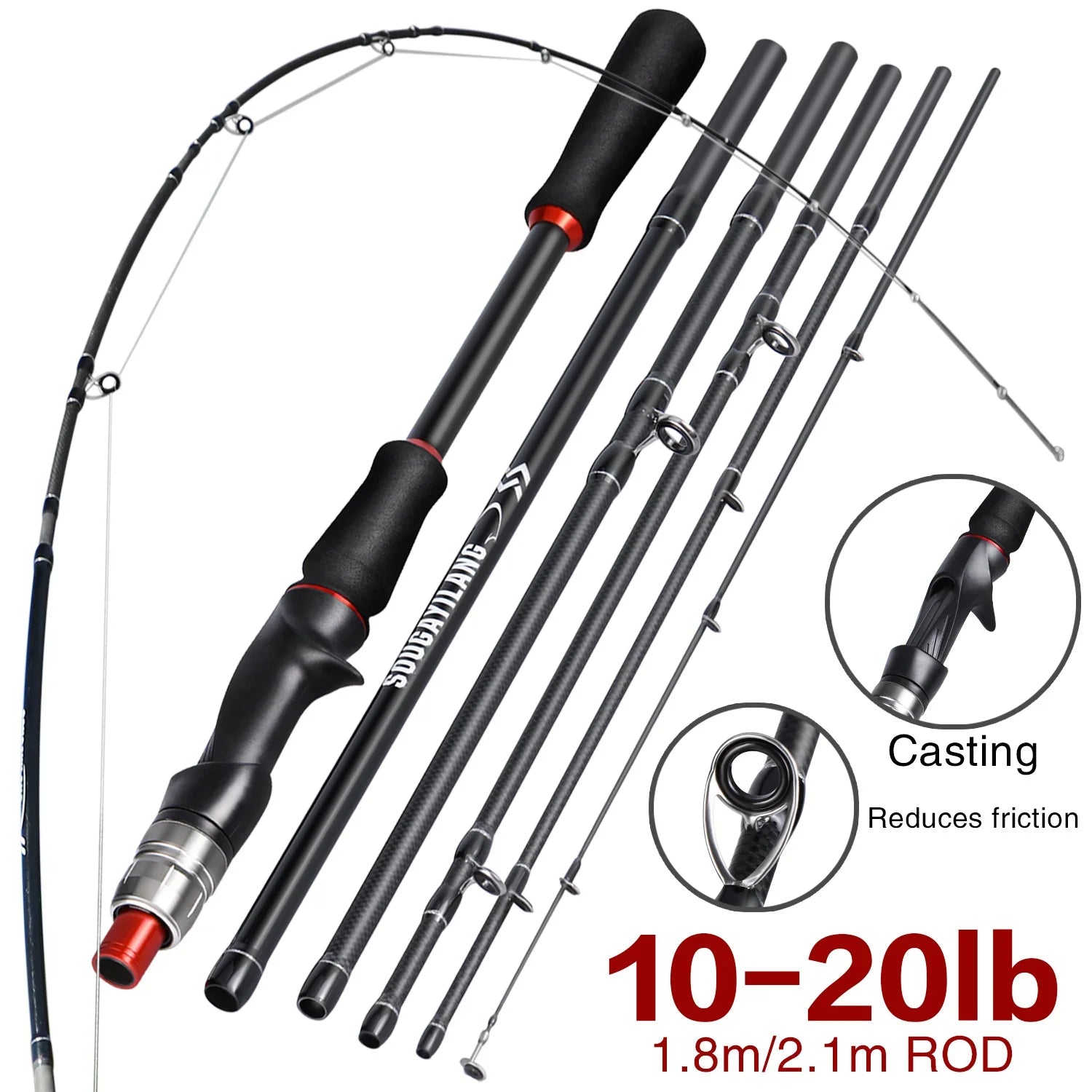 Sougayilang Lure Fishing Rod 1.8m 2.1m Spinning Bait Casting Rod Carbon Fiber EVA Handle Fishing Pole for Fishing Pesca Nova Fishing & Outdoors