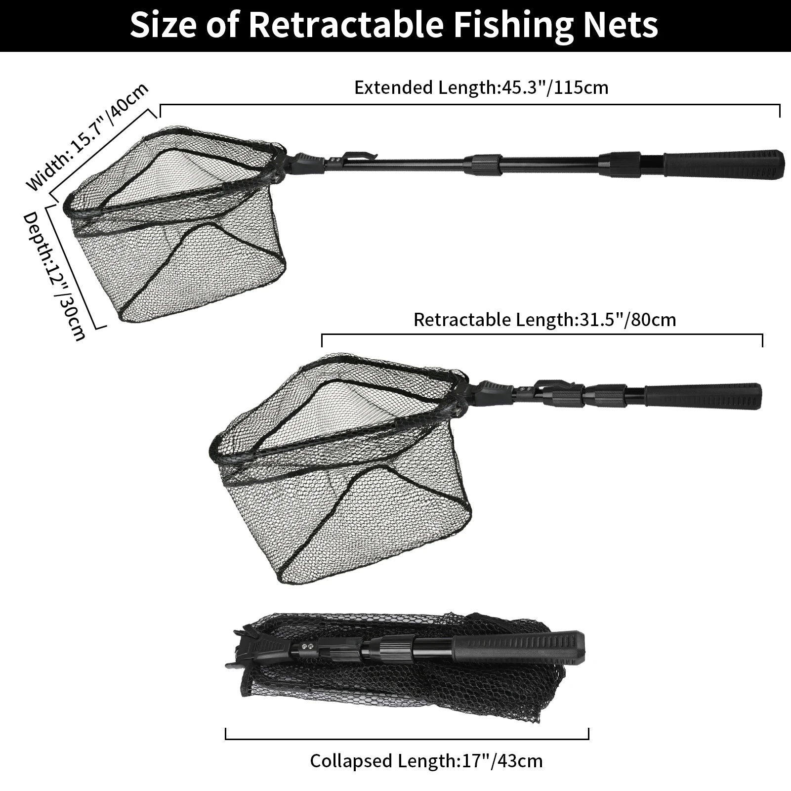 Nova Fishing Landing Net - Aluminum Alloy Telescoping Folding Mesh Net - Safe Fish Catching & Releasing