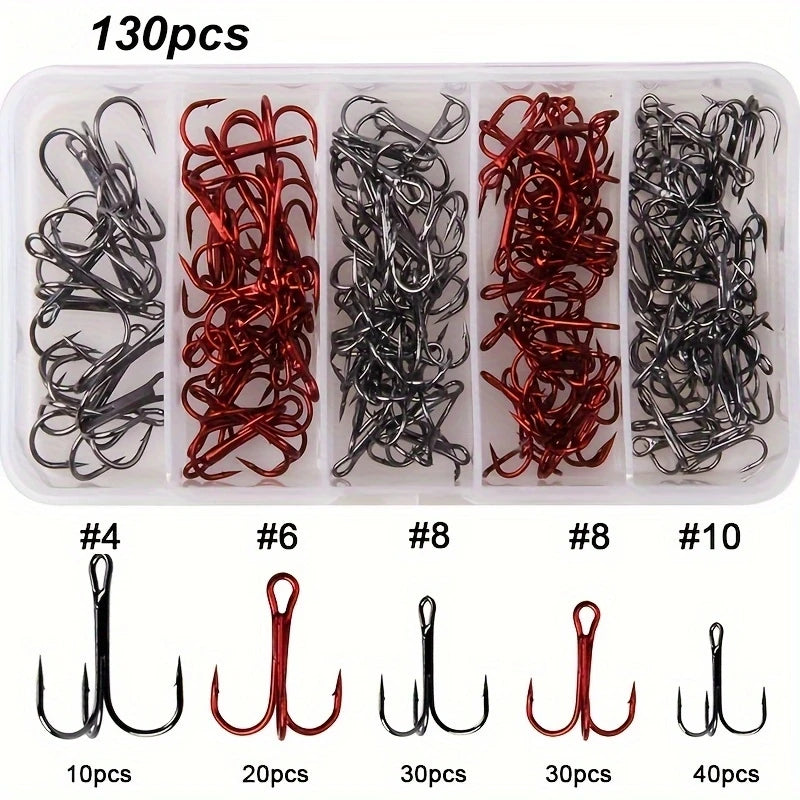 Nova Treble Hook Value Set – Strong Sharp Round Bend Lure Hooks, Saltwater & Freshwater (50/130pc)
