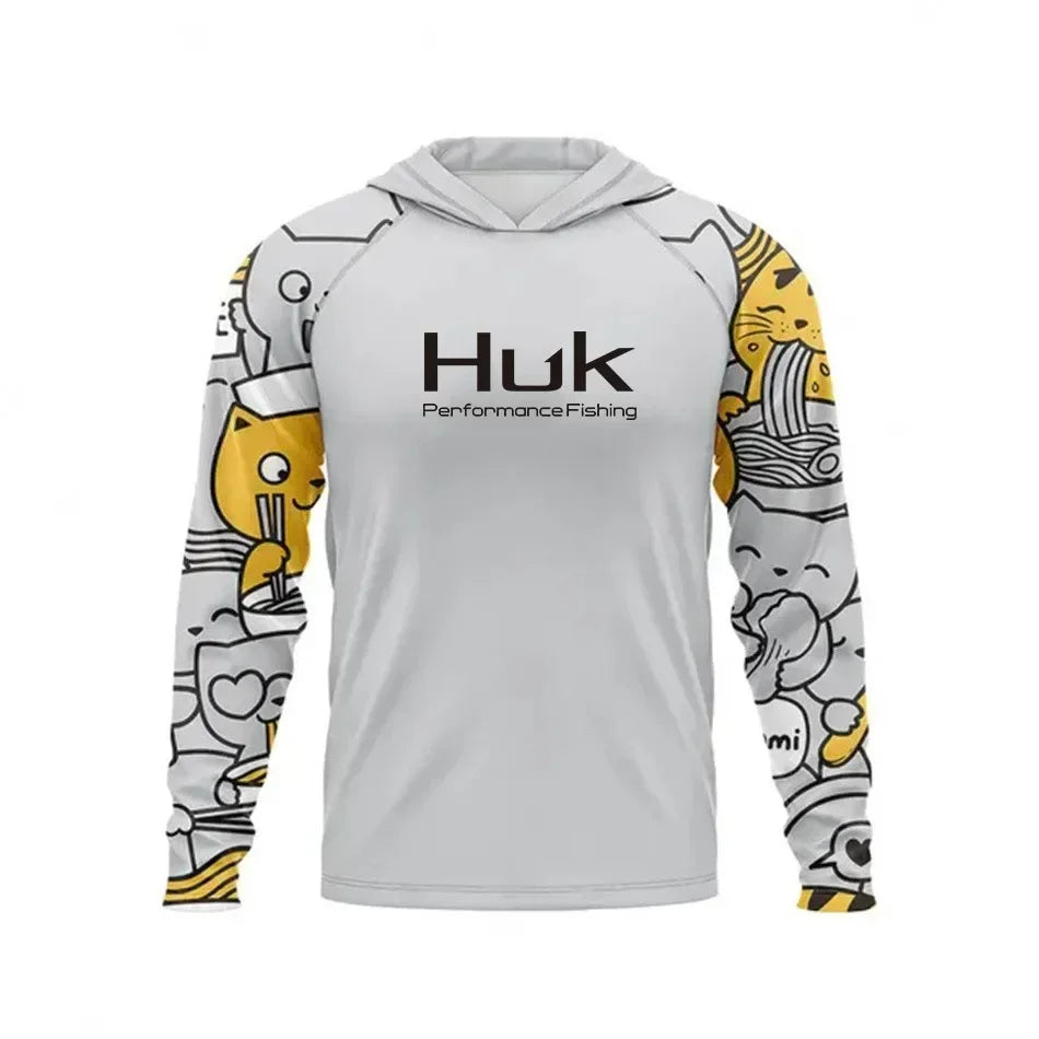 Nova Men's Performance Fishing Shirt - Animated Print Anti-UV Sunscreen Hoodie - Lightweight Quick-Dry Outdoor Apparel 02 Nova Fishing & Outdoors