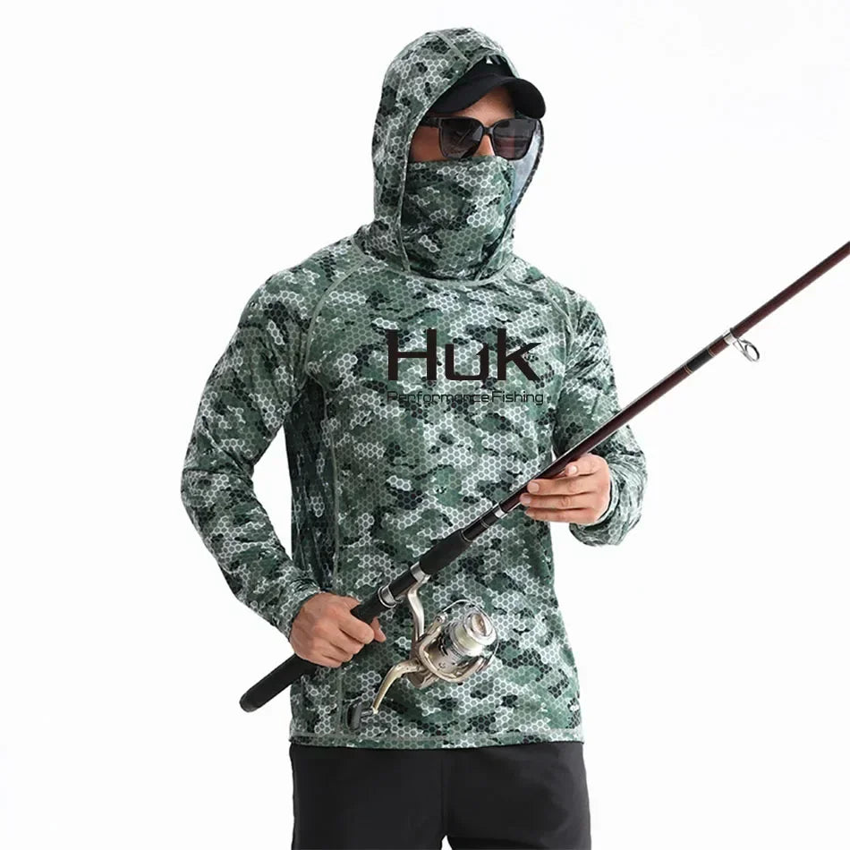 Nova Men's Performance Fishing Shirt - Animated Print Anti-UV Sunscreen Hoodie - Lightweight Quick-Dry Outdoor Apparel 08 Nova Fishing & Outdoors