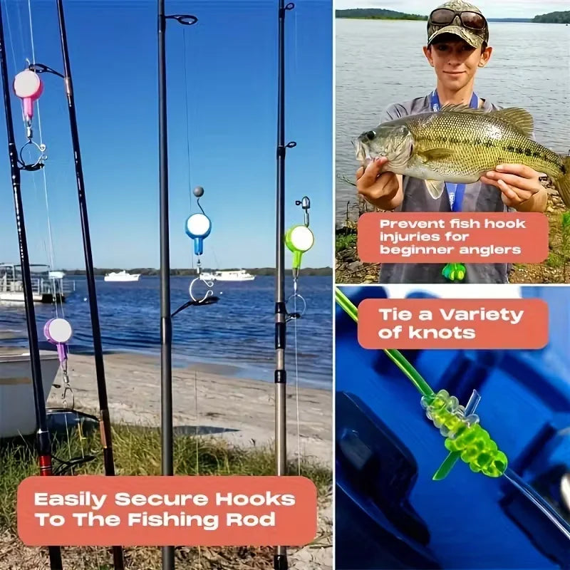 Nova Multifunctional Fishing Gadgets - 2-Pack Outdoor Fishing Line Knotter & Safe Hook Safe Guard Gea