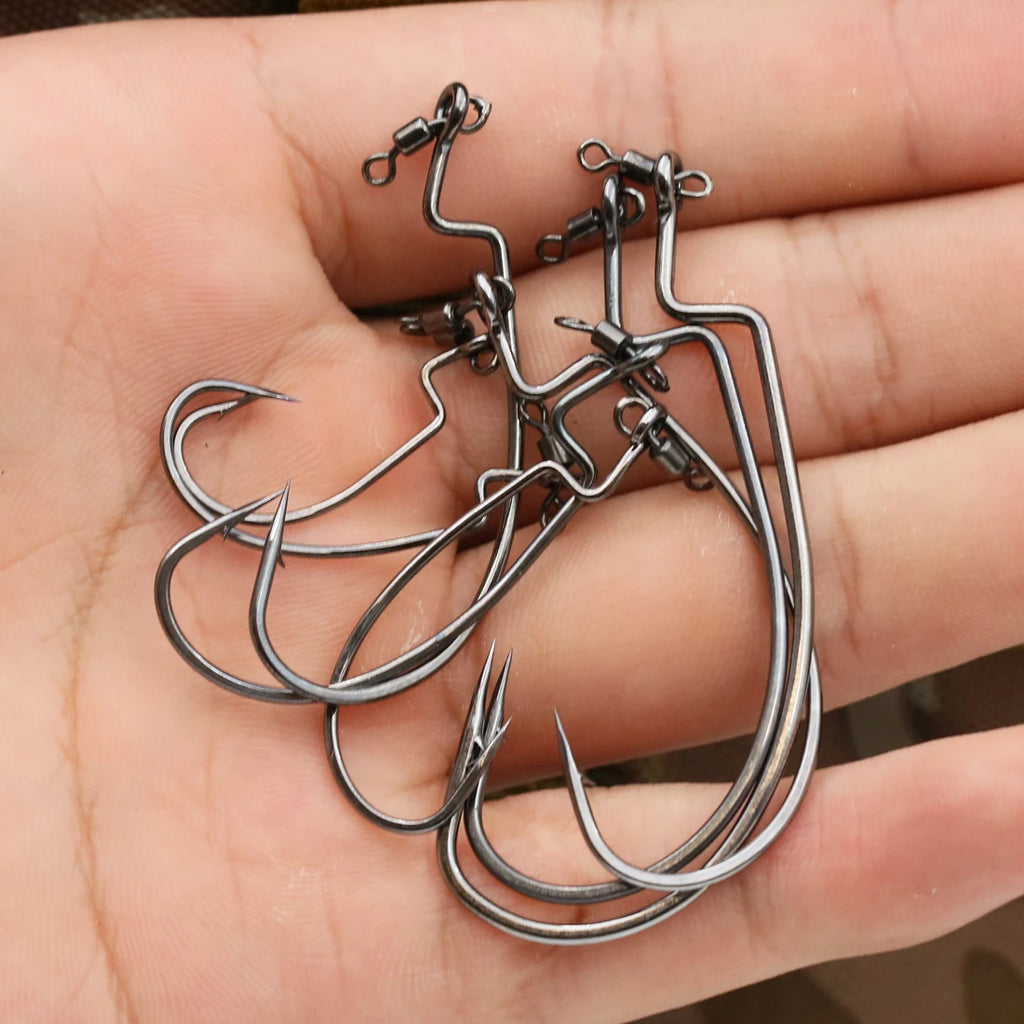 Nova Spin Drop Shot Hooks – EWG Swivel Hooks for Tangle-Free Bass Rigs (10-Pack)