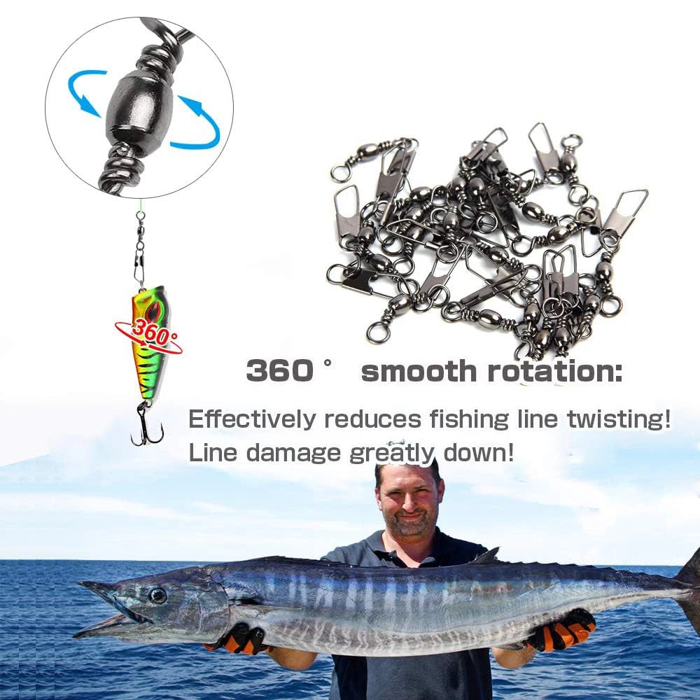 Snap Swivel Connectors – 50-Piece Stainless Steel Saltwater Fishing Terminal Tackle Nova Fishing & Outdoors