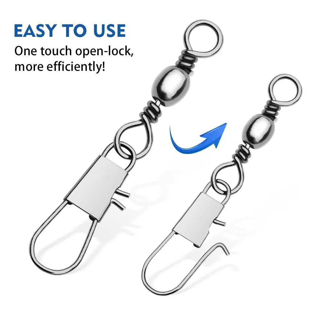 Nova Heavy-Duty Snap Swivels – Rolling Bearing Connectors for Big Lures (50/100pc)