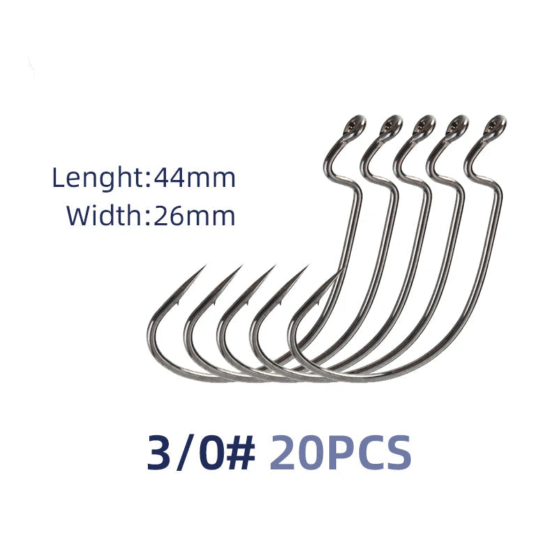 Nova Wide Gap Worm Hooks – Offset EWG Hooks for Bass & Soft Plastics, Carbon Steel (20-Pack) 3-0 20pcs Nova Fishing & Outdoors