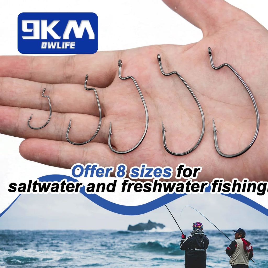Nova EWG Worm Hooks – Wide Gap Offset Hooks for Texas Rig Bass, Sizes 1-5/0 (25-Pack)