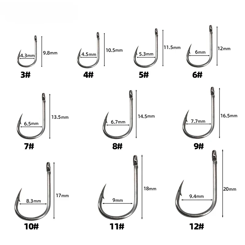 Fishing Hooks Carbon Steel Strong Sharp Silver Circle Fishhook 3#-12# Nova Fishing & Outdoors