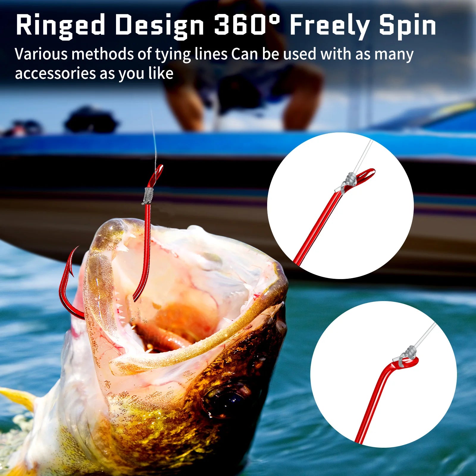 Nova Red Octopus Circle Hooks – 2X Strong Offset Live Bait Hooks, Catfish & Carp (50/100pc)